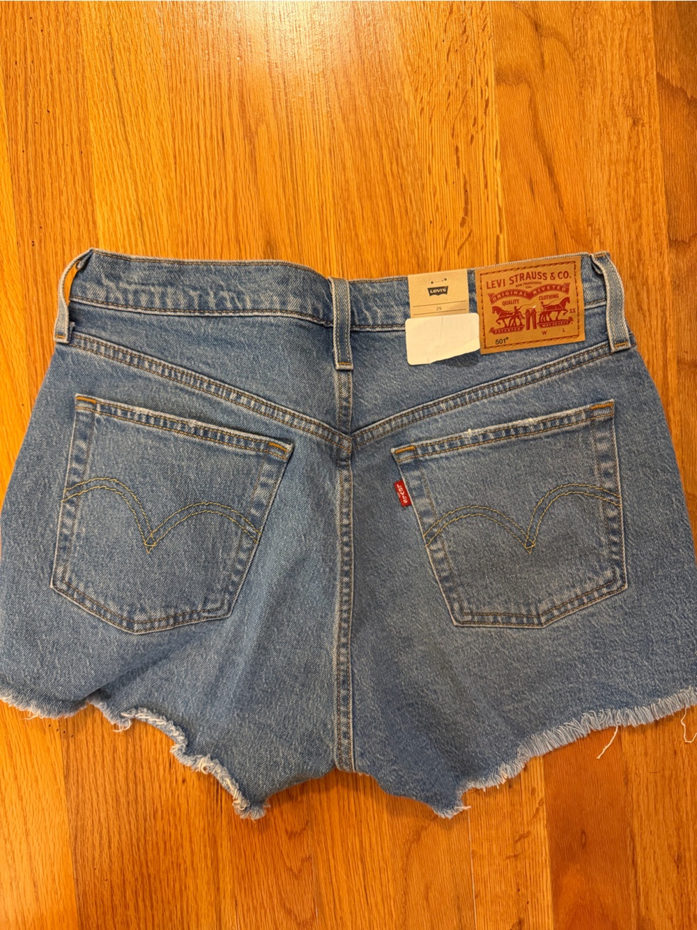 Levi's Blue Distressed High Rise Denim 501 Cutoff Shorts - Picture 3 of 3
